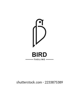 Bird logo symbol vector with line style.