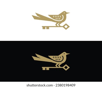 Bird logo template for appartmen company and real estate golden color