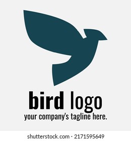 Bird logo template in blue with company name and tagline.