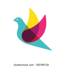 Bird logo template, colorful icon abstract vector illustration