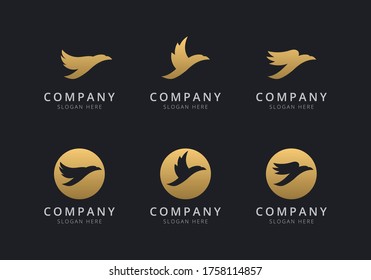 Bird logo template with golden style color for the company