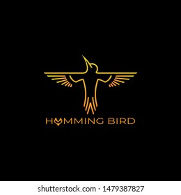 bird logo template gradation style, hummingbird design in line