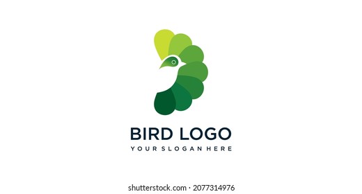 Bird logo template with green style color for the company Premium Vector