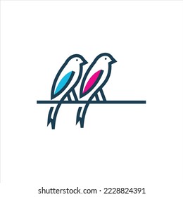 Bird logo template with line art style. Creative abstract vector logo