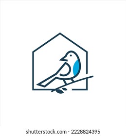 Bird logo template with line art style. Creative abstract vector logo