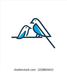 Bird logo template with line art style. Creative abstract vector logo
