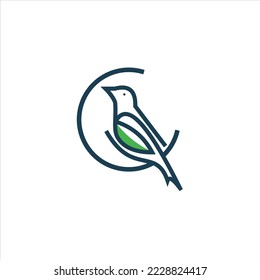 Bird logo template with line art style. Creative abstract vector logo