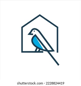 Bird logo template with line art style. Creative abstract vector logo