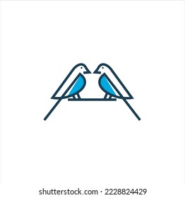 Bird logo template with line art style. Creative abstract vector logo