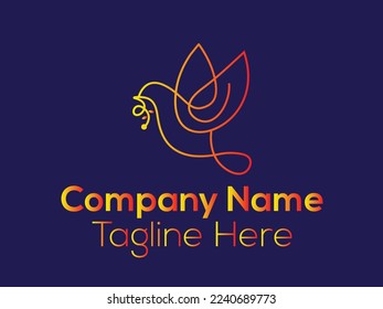 Bird logo template with line art style. Creative abstract bird logo collection.
