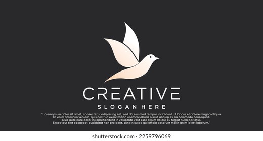Bird logo template with line art style. creative abstract bird logo collection Premium Vector