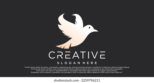 Bird logo template with line art style. creative abstract bird logo collection Premium Vector