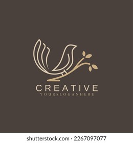 Bird logo template in line art style. Creative abstract bird logo.