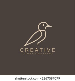 Bird logo template in line art style. Creative abstract bird logo.
