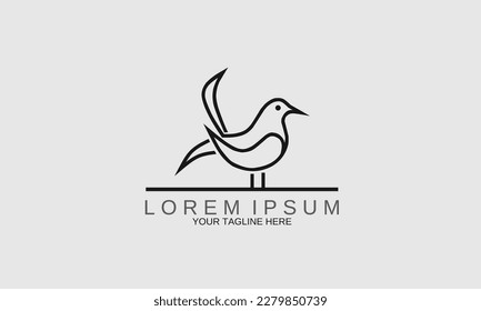 Bird logo template in line art style. Creative abstract bird logo.