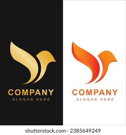 Bird logo template with line art style. Creative abstract bird logo collection, bird logo full color.