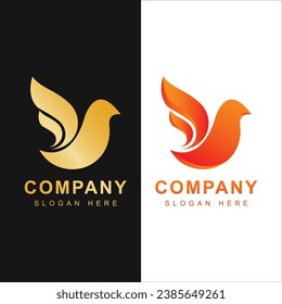 Plantilla de logotipo de pájaro con estilo de arte de línea. Colección creativa del logotipo de aves abstractas, logotipo de aves a todo color.