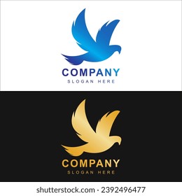 Bird logo template with line art style. Creative abstract bird logo collection, bird logo full color.