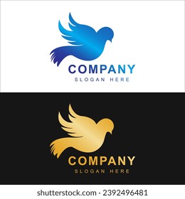 Bird logo template with line art style. Creative abstract bird logo collection, bird logo full color.