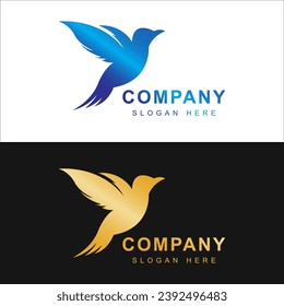 Bird logo template with line art style. Creative abstract bird logo collection, bird logo full color.