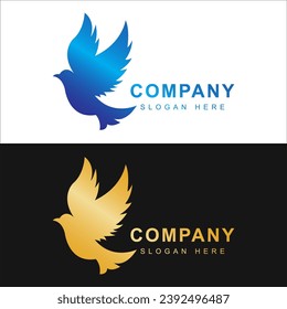Plantilla de logotipo de pájaro con estilo de arte de línea. Colección creativa del logotipo de aves abstractas, logotipo de aves a todo color.