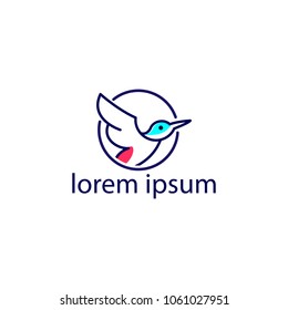 bird logo template with monoline concept for business and vector download