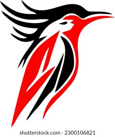Diseño de ilustración vectorial de la plantilla de logotipo de aves, en colores negro y rojo