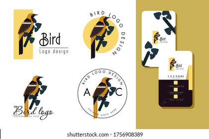 Bird logo templates. colored classic flat decor 