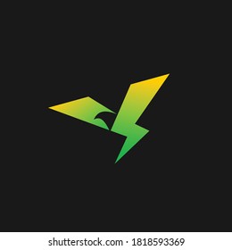 Bird Logo With Thunder Vector