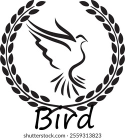 Bird logo vector, black and white.