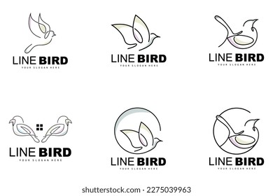 Bird Logo, Vector Hummingbird, Simple Simple line Style Design, Bird Wings Icon Product Brand