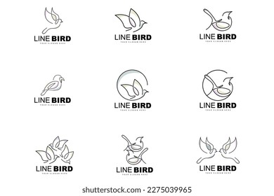 Bird Logo, Vector Hummingbird, Simple Simple line Style Design, Bird Wings Icon Product Brand