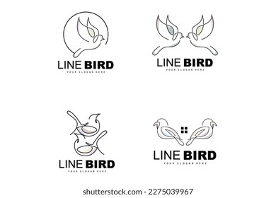 Bird Logo, Vector Hummingbird, Simple Simple line Style Design, Bird Wings Icon Product Brand