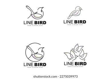 Bird Logo, Vector Hummingbird, Simple Simple line Style Design, Bird Wings Icon Product Brand