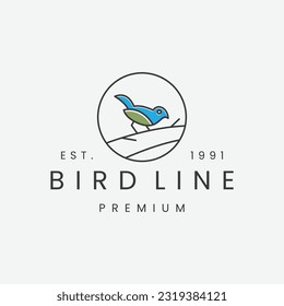 Bird logo vector icon illustration hipster vintage retro .