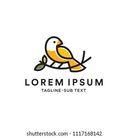 bird logo vector icon template monoline color line art outline