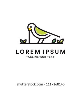 bird logo vector icon template monoline color line art outline
