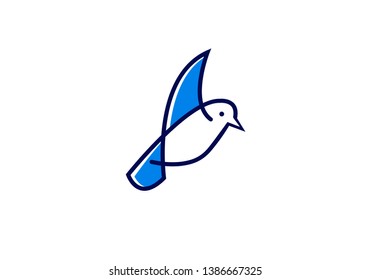 Bird logo vector icon template download monoline color line art outline