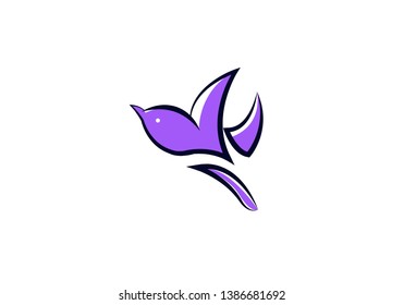 Bird logo vector icon template download monoline color line art outline