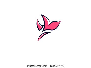 Bird logo vector icon template download monoline color line art outline