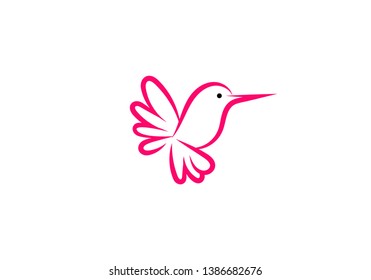 Bird logo vector icon template download monoline color line art outline
