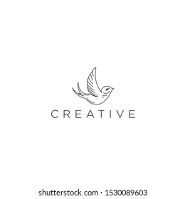 bird logo vector icon template download line art outline 