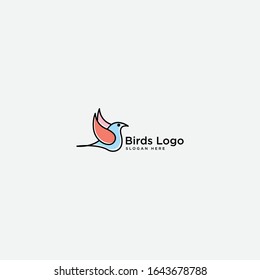 bird logo vector icon template download line art outline