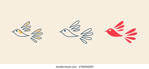 bird logo vector icon template mono line color line art outline.one line bird drawing,bird logo fly,bird outline drawn,bird logo vector,bird element for company .bird line art minimal vintage 9