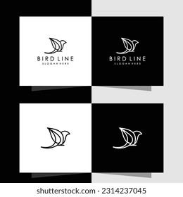 Bird logo vector icon template, line art line