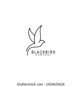 bird logo vector line outline monoline art icon - Vector