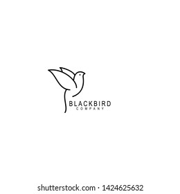 bird logo vector line outline monoline art icon - Vector