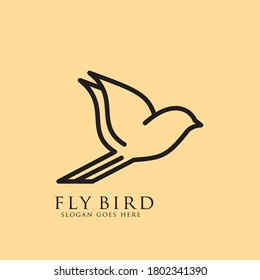Bird Logo Vector Line Outline Art Icon.