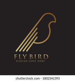 Bird Logo Vector Line Outline Art Icon.