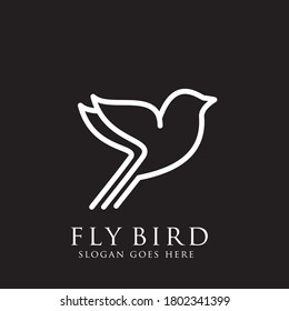 Bird Logo Vector Line Outline Art Icon.